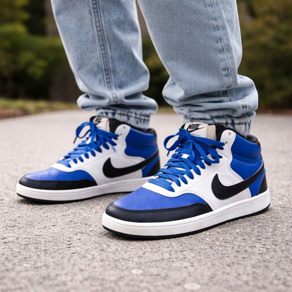 Nike Court Vision Mid Game Royal Black White DM1186-400 Mens‎ 8.5
